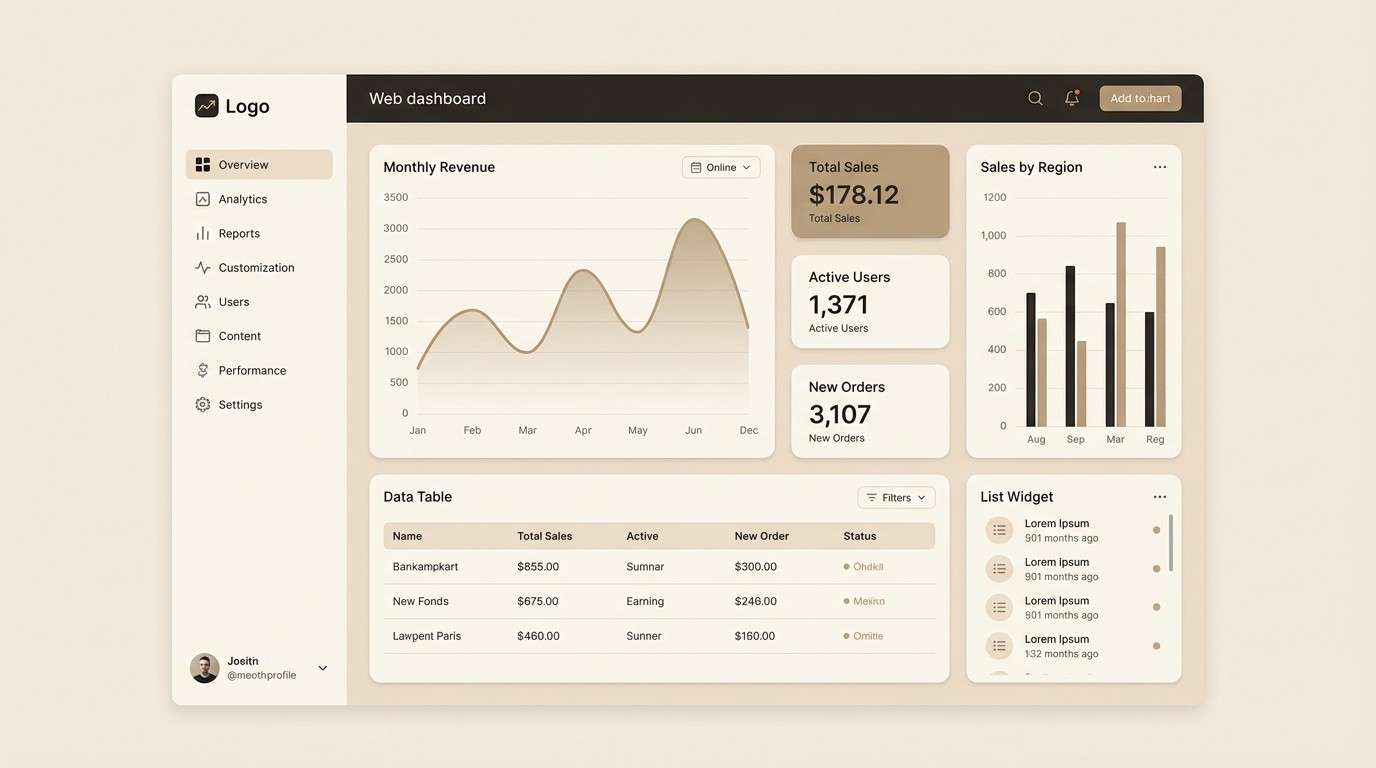 warm neutral dashboard ui