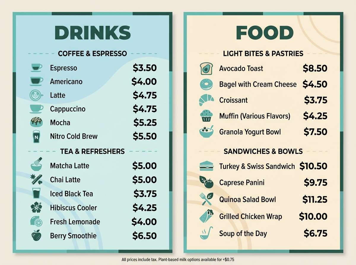 storefront menu board