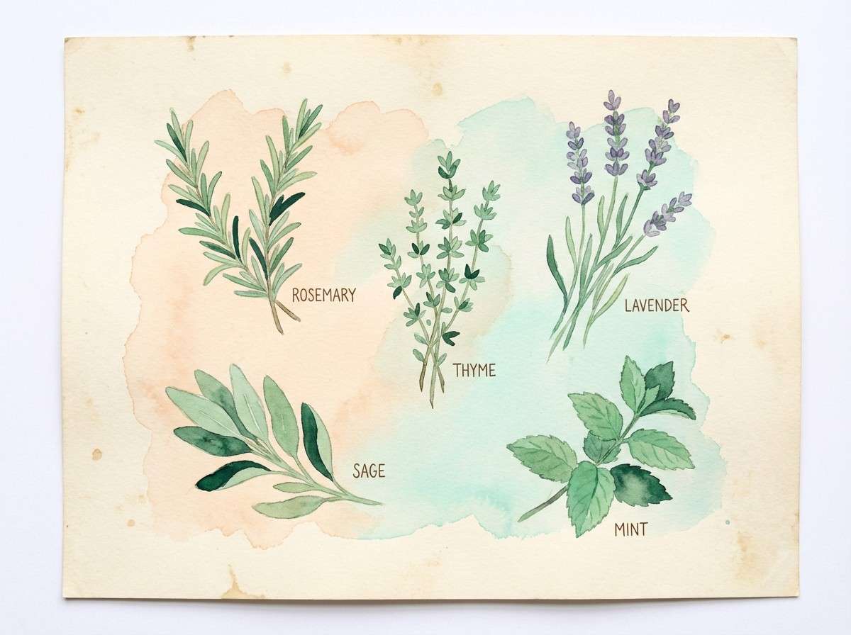 watercolor herb print
