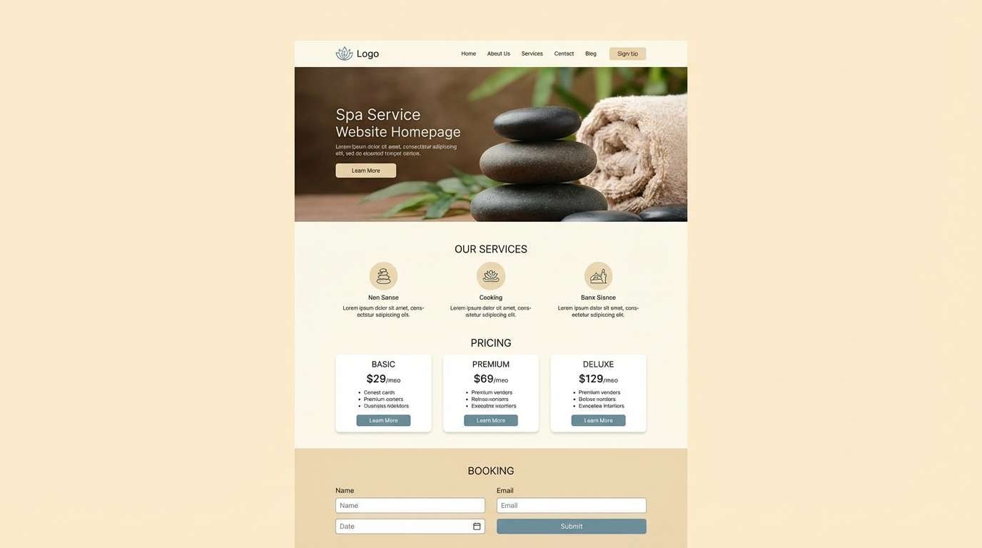 spa website ui mockup