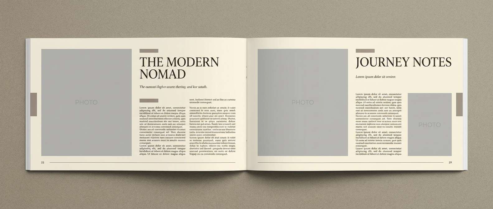 minimal editorial spread layout