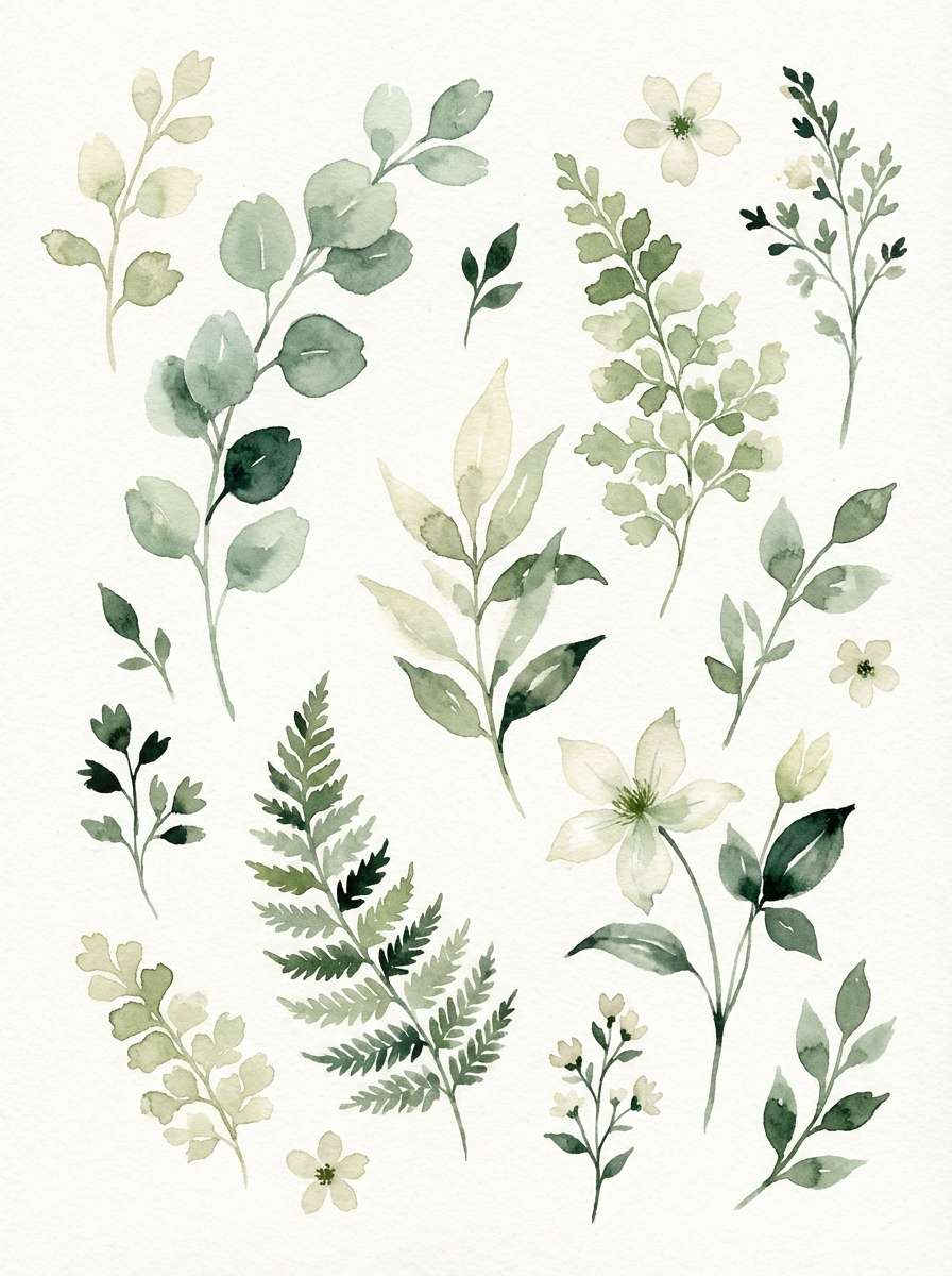 watercolor botanical set