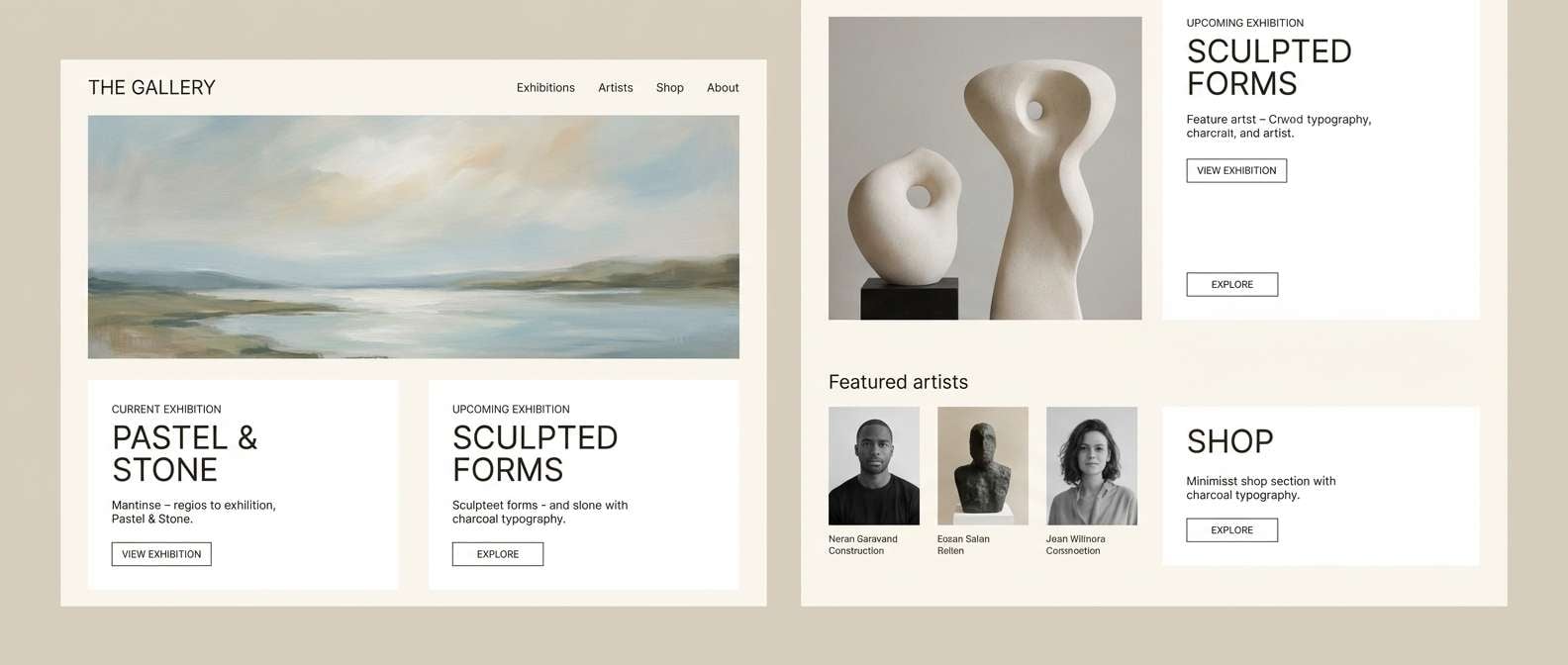 art gallery ui mockup