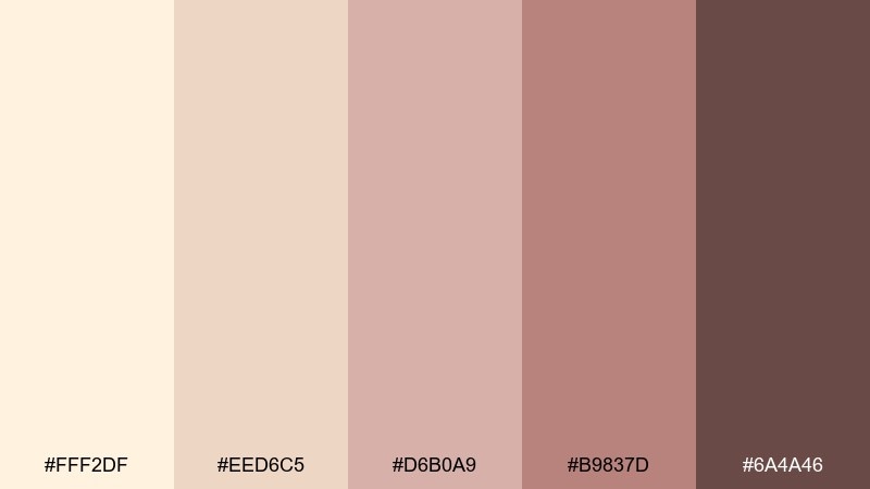 creamy clay rose vanilla color palette with hex codes