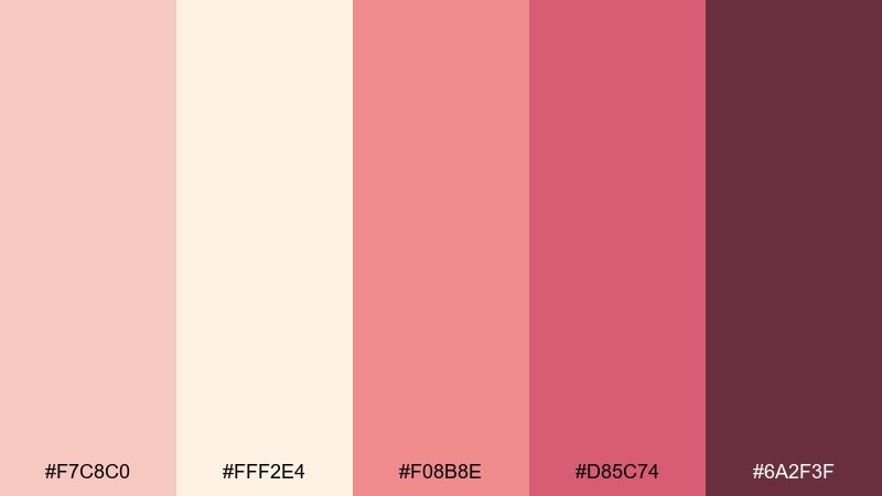 creamy coral pop pink cream color palette with hex codes