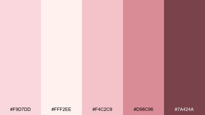 creamy peony champagne pink color palette with hex codes
