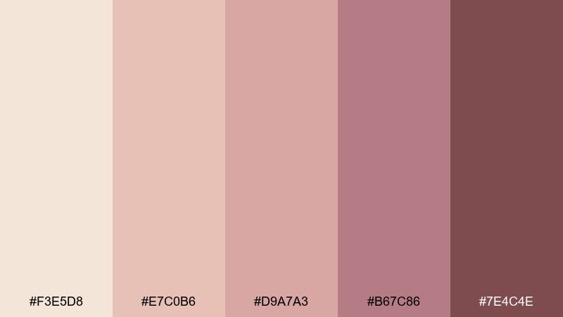 creamy rose latte color palette with hex codes
