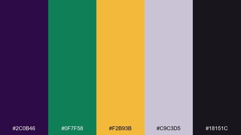 creole night market mardi gras color palette with hex codes