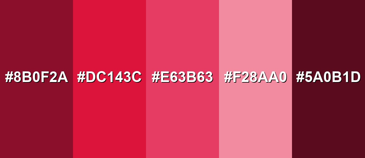 shades and variations of crimson