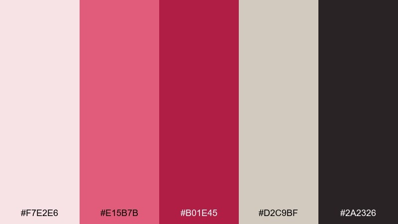 crimson bud statement rose garden color palette with hex codes