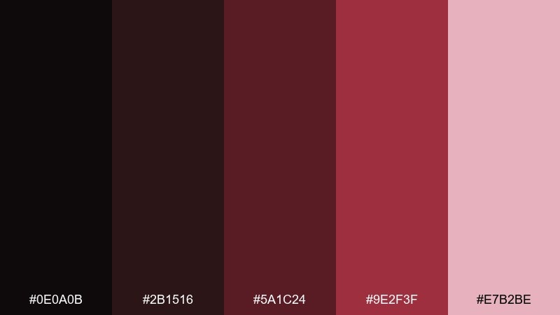 crimson cinders black rose color palette with hex codes