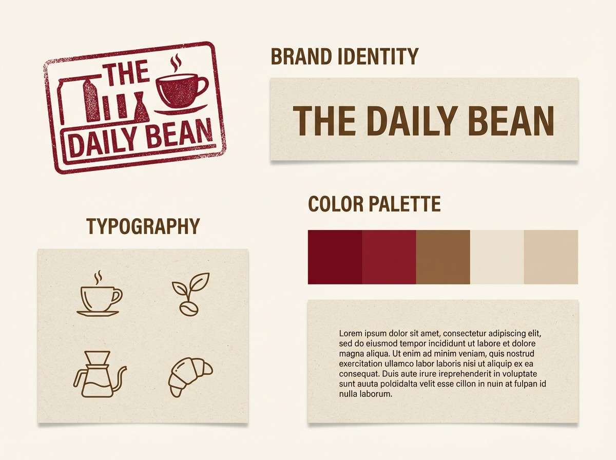 cafe branding board layout