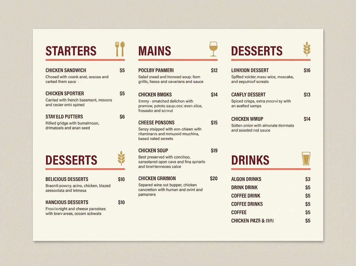 warm menu design layout