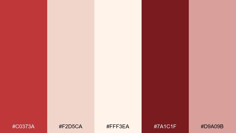 crimson cream grid red cream color palette with hex codes