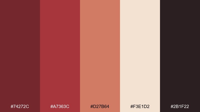 crimson neighbor tuscan red color palette with hex codes