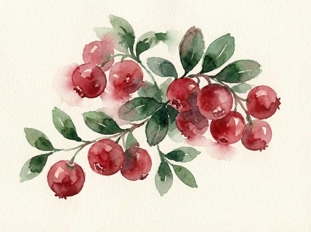 cranberry botanical watercolor