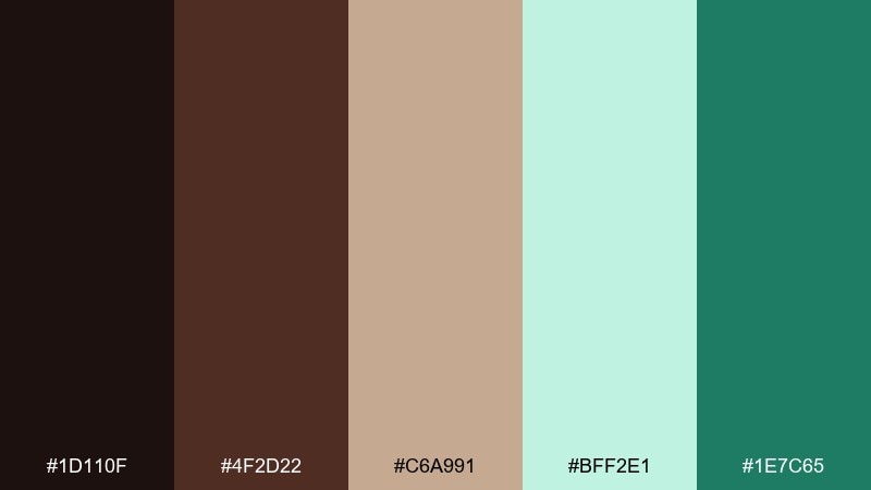 crisp-cacao-mint chocolate mint color palette with hex codes
