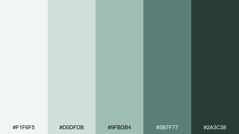 crisp mint gray cool grey color palette with hex codes