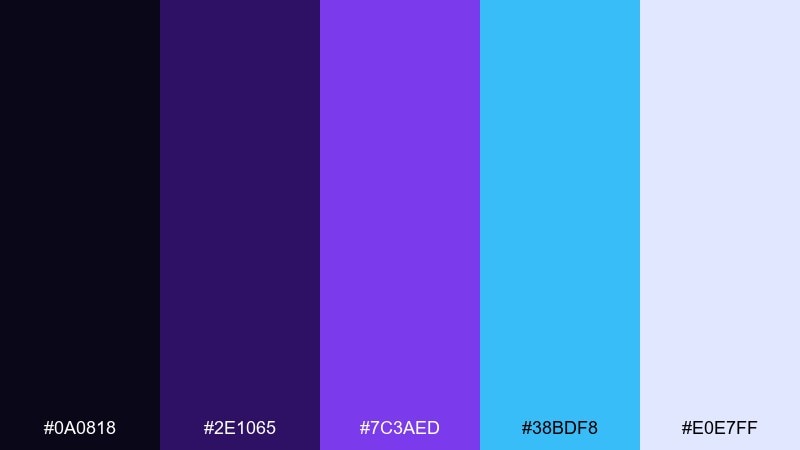 cryo violet futuristic color palette with hex codes
