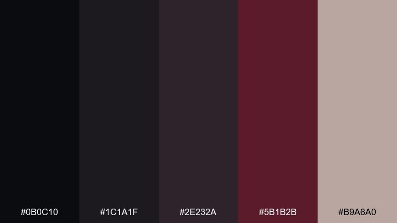 crypt noir vampire color palette with hex codes