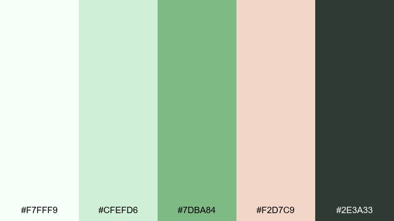 cucumber cream fresh color palette with hex codes