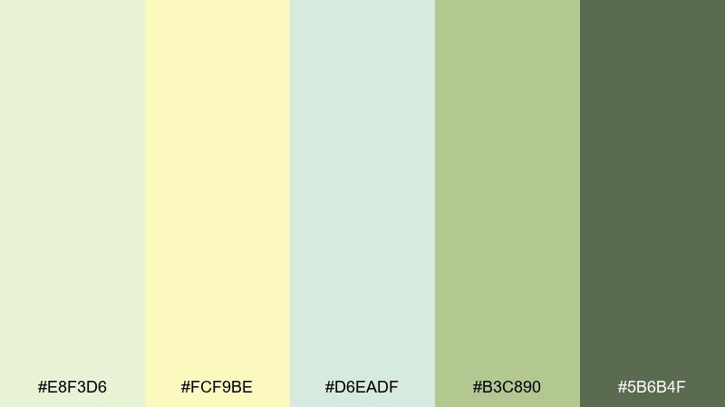 cucumber cream picnic color palette with hex codes