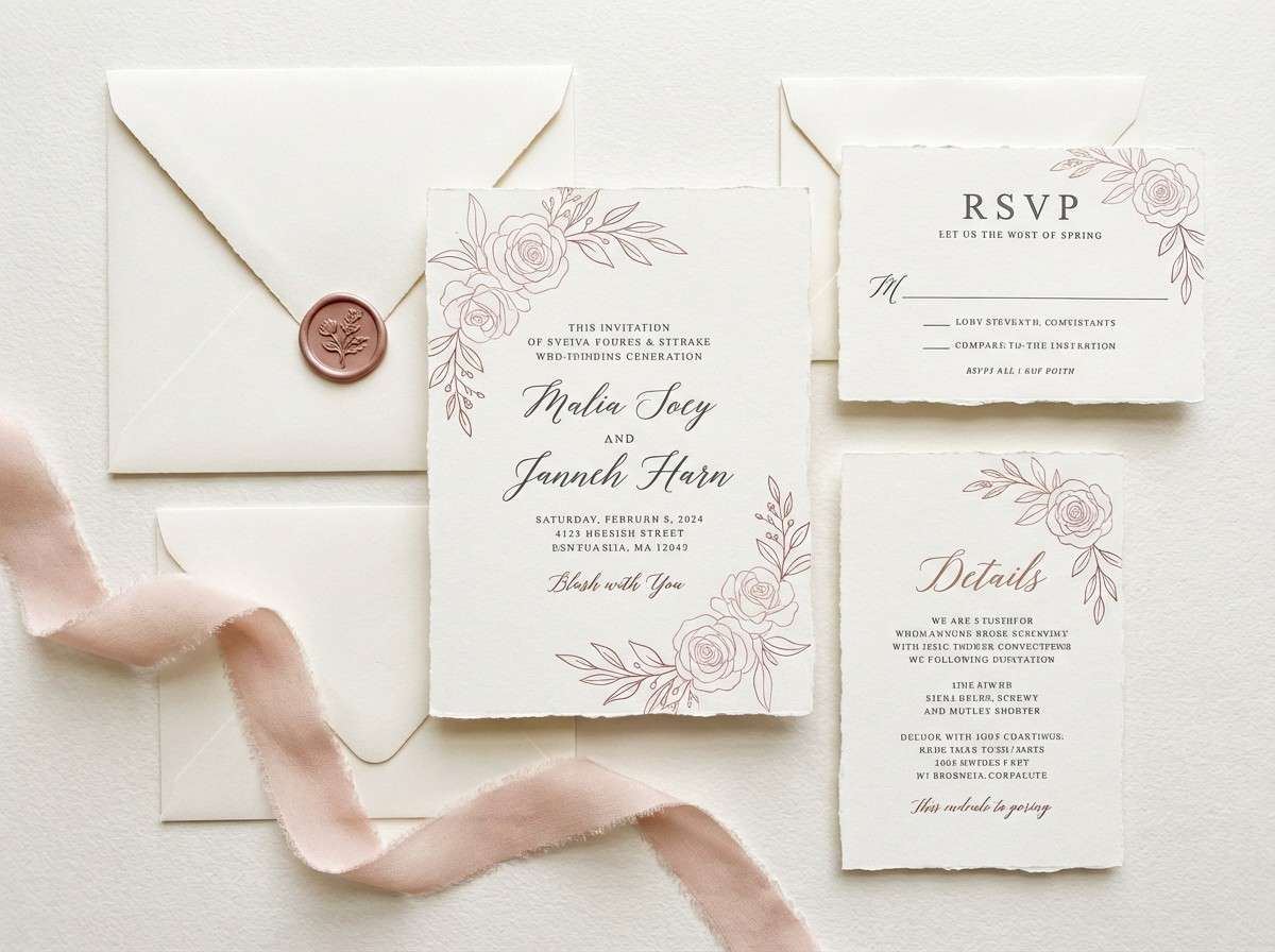 rosewater wedding invitation