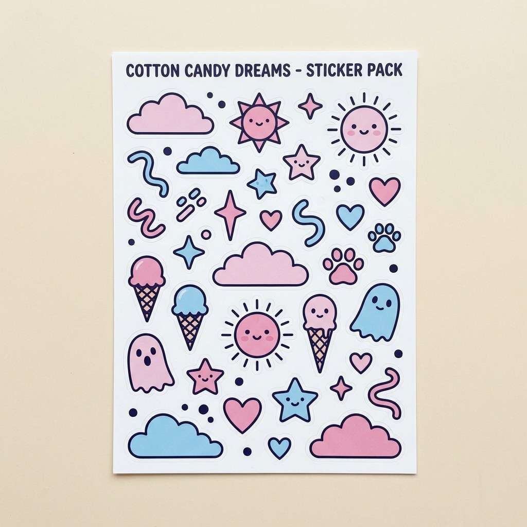 cotton candy sticker sheet