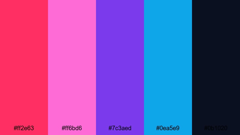 cupid neon color palette with hex codes