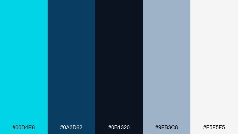 cyan noir color palette with hex codes