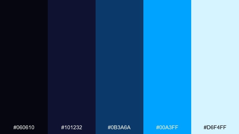 cyber dusk color palette with hex codes