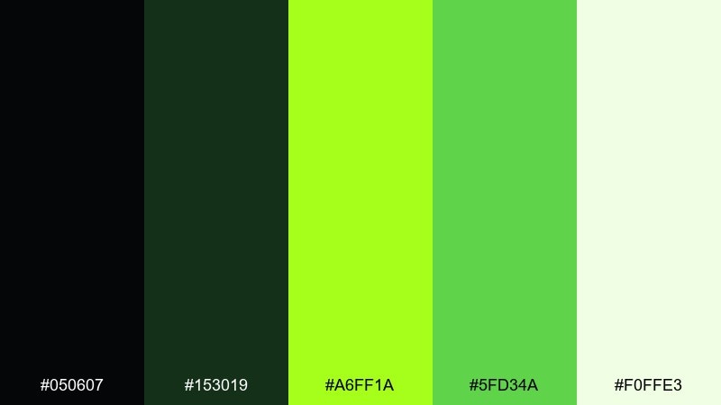 cyber lime color palette with hex codes