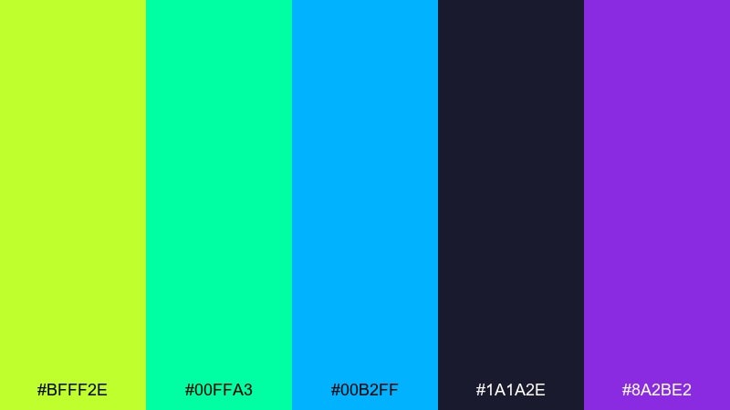 cyber lime gradient color palette with hex codes