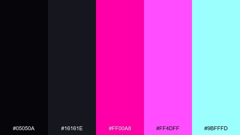 cyber magenta color palette with hex codes