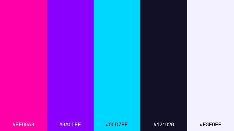 cyber magenta gradient color palette with hex codes
