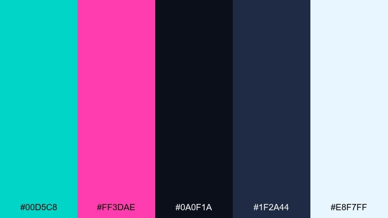 cyberpunk aquarium teal magenta color palette with hex codes