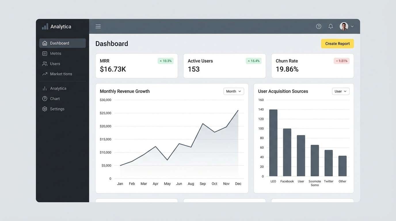 saas analytics ui mockup