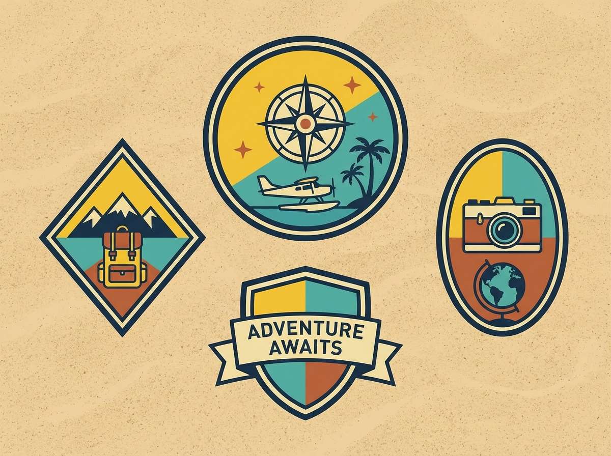 retro travel badge