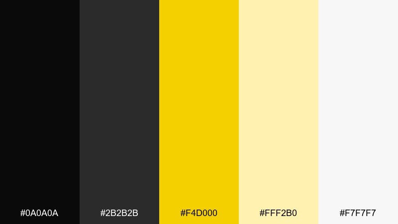 dandelion noir color palette with hex codes
