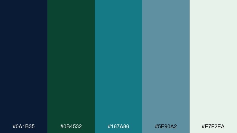 dark aqua botanica color palette with hex codes