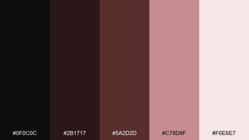 dark chocolate blossom color palette with hex codes