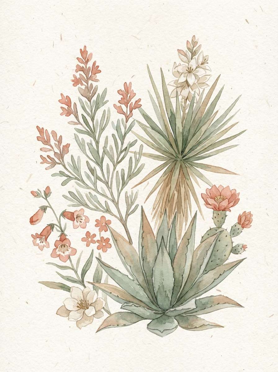 watercolor desert botanical poster