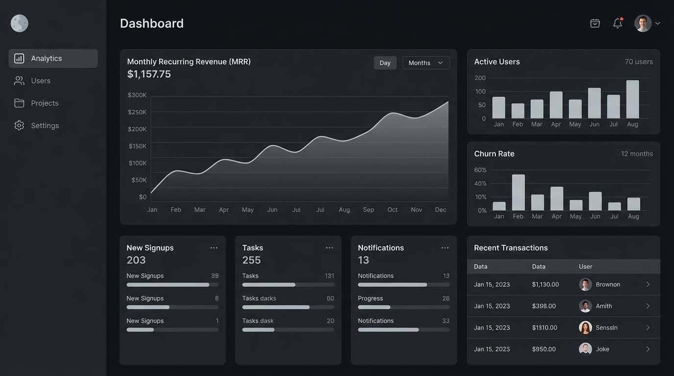 black colored dashboard ui