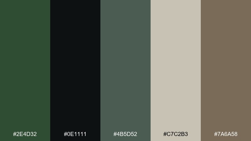 dark fern noir fern green color palette with hex codes