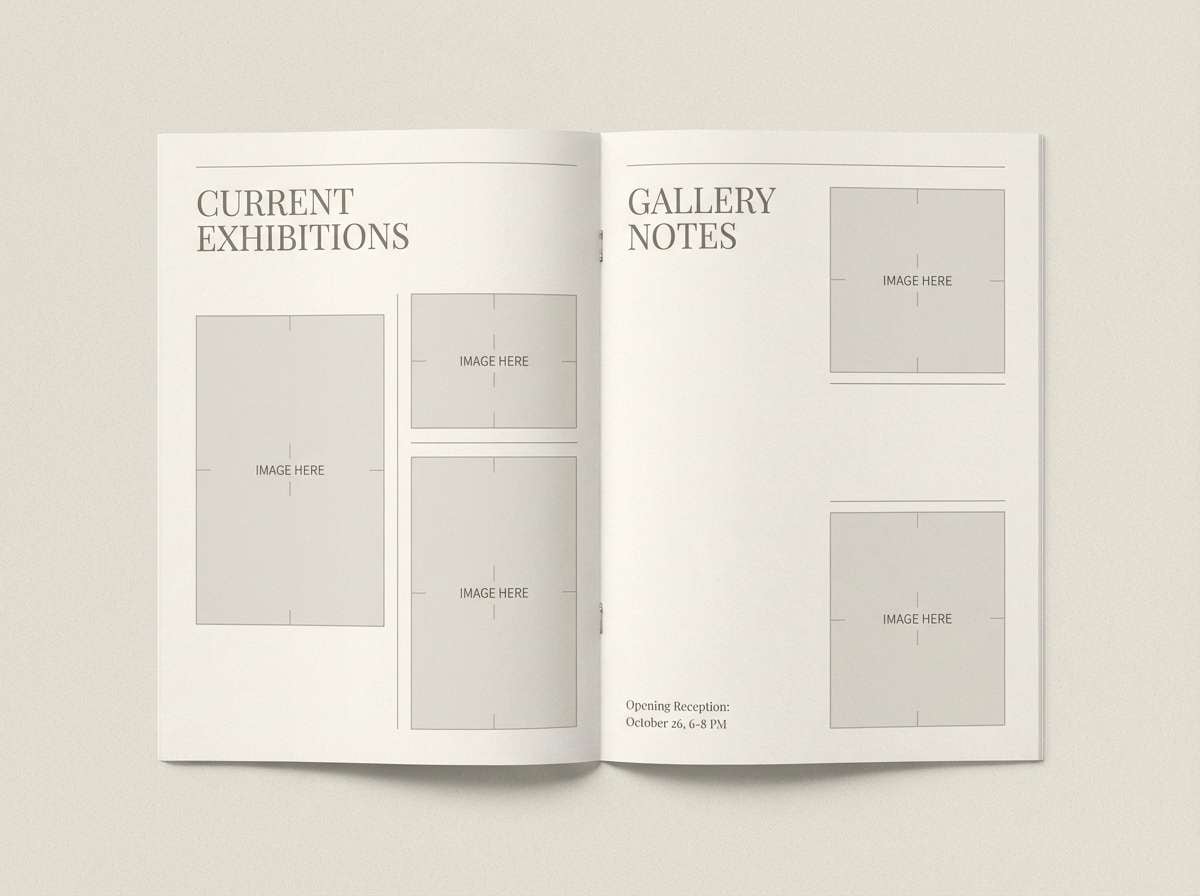 gallery brochure in museum taupe