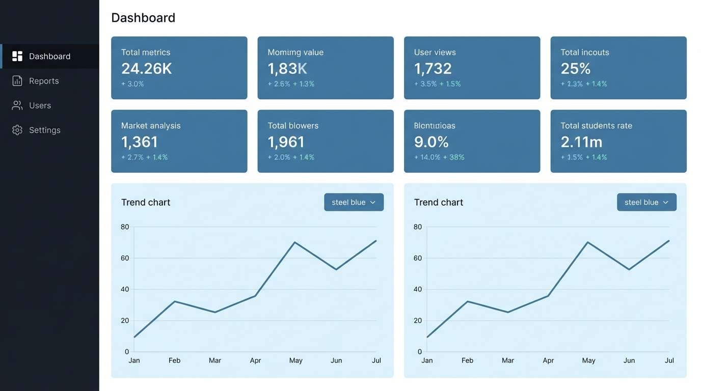 saas dashboard in steel blue