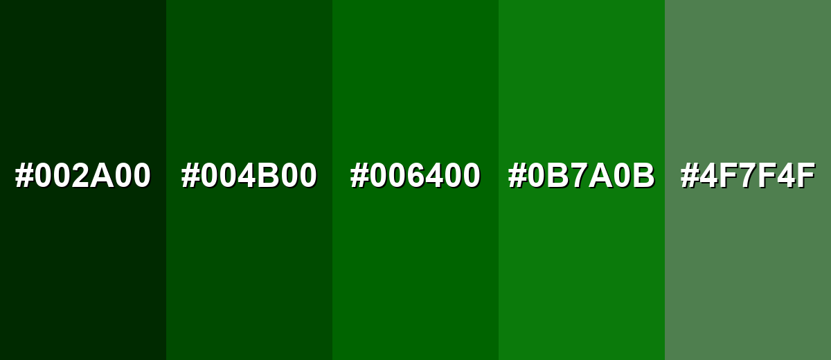 shades and variations of dark-green
