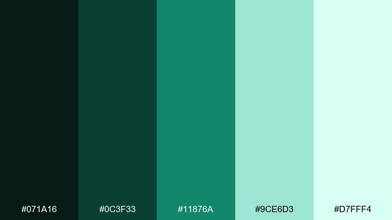 dark jade noir color palette with hex codes