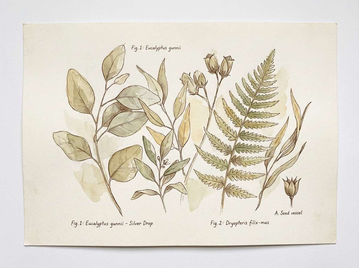 watercolor botanical plate