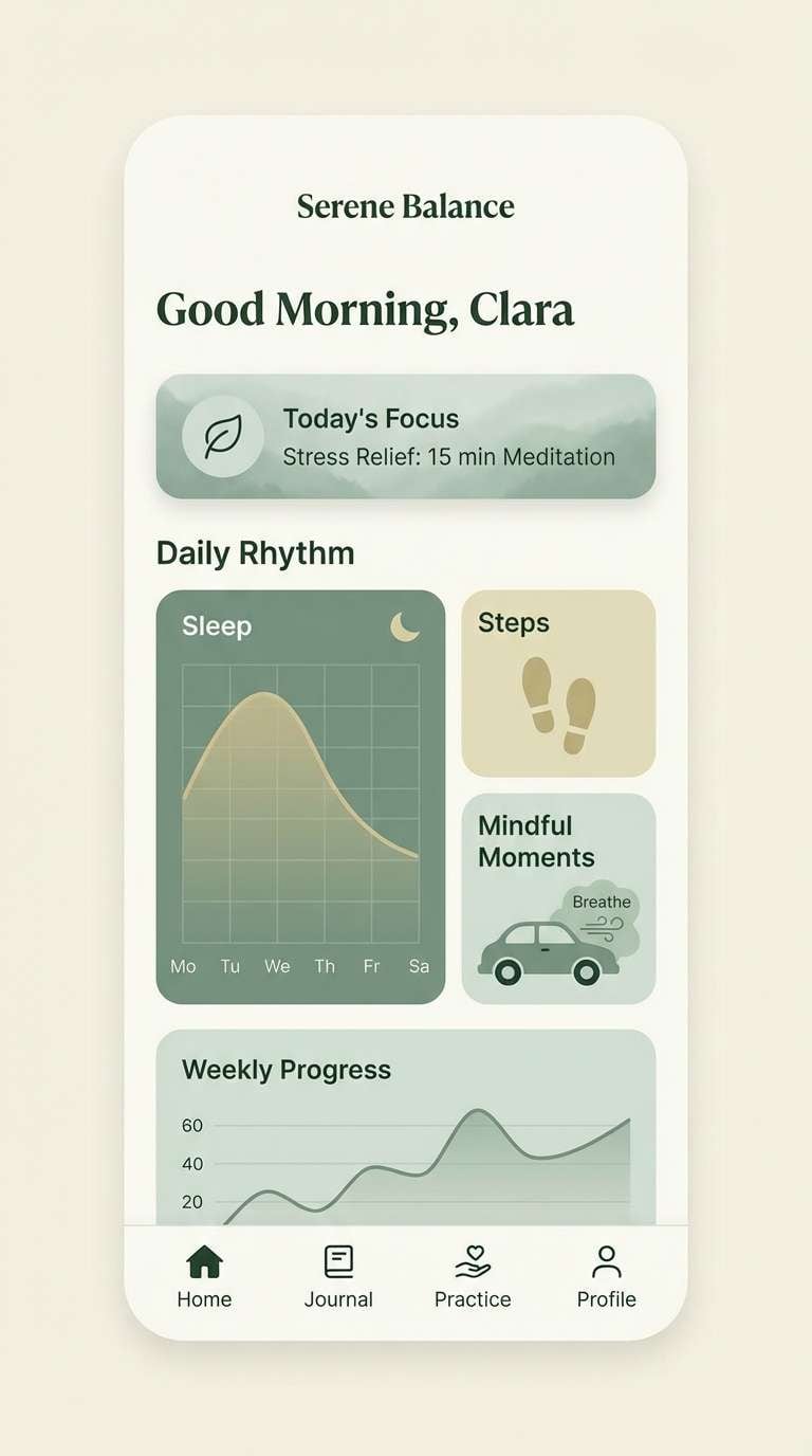 calm wellness app ui